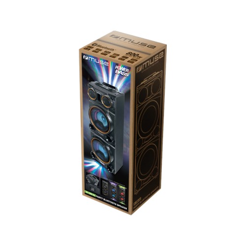 Boxa Bluetooth Tower MUSE M-1988 DJ PARTY, 800W, Radio FM PLL, Iluminare atractiva, Microfon, Negru