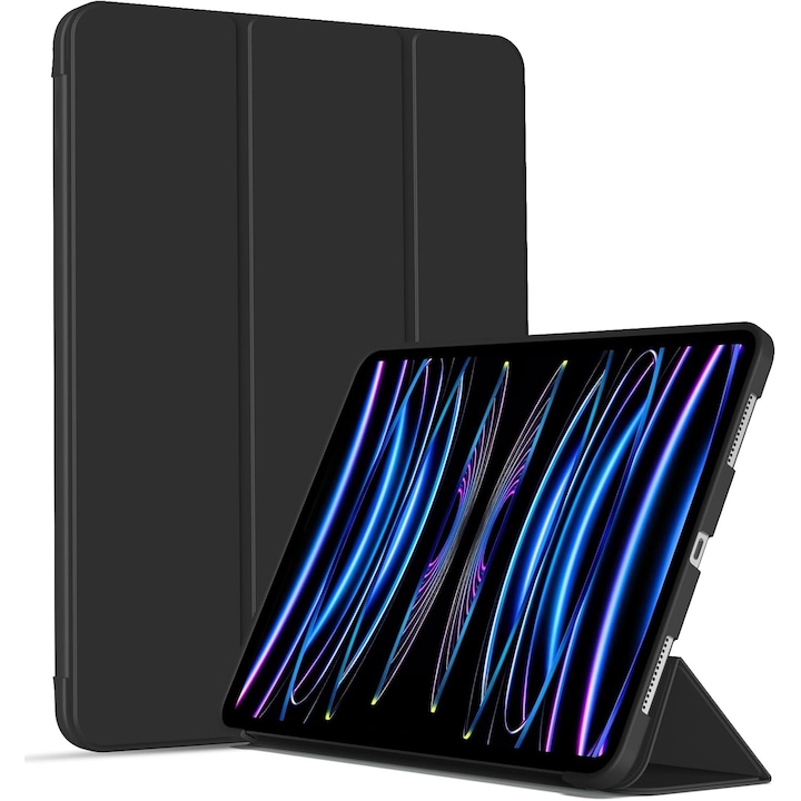 Husa de protectie pentru tableta, potrivita pentru iPad Air 11-inch M2 2024, Pro 11-inch, Air 4 si 5 generatii, functie automata trezire/sleep, Negru