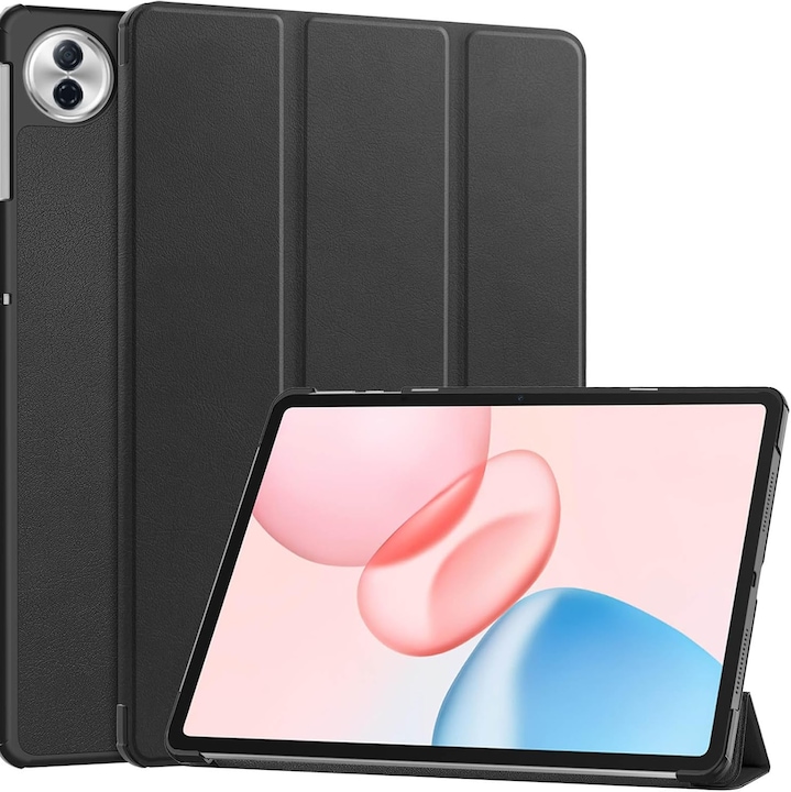 Husa Sigloo pentru tableta Honor Pad 10, 12.1" (2025), – Slim, Tri-Fold Magnetic, Piele Ecologica, Stand Reglabil, – Negru