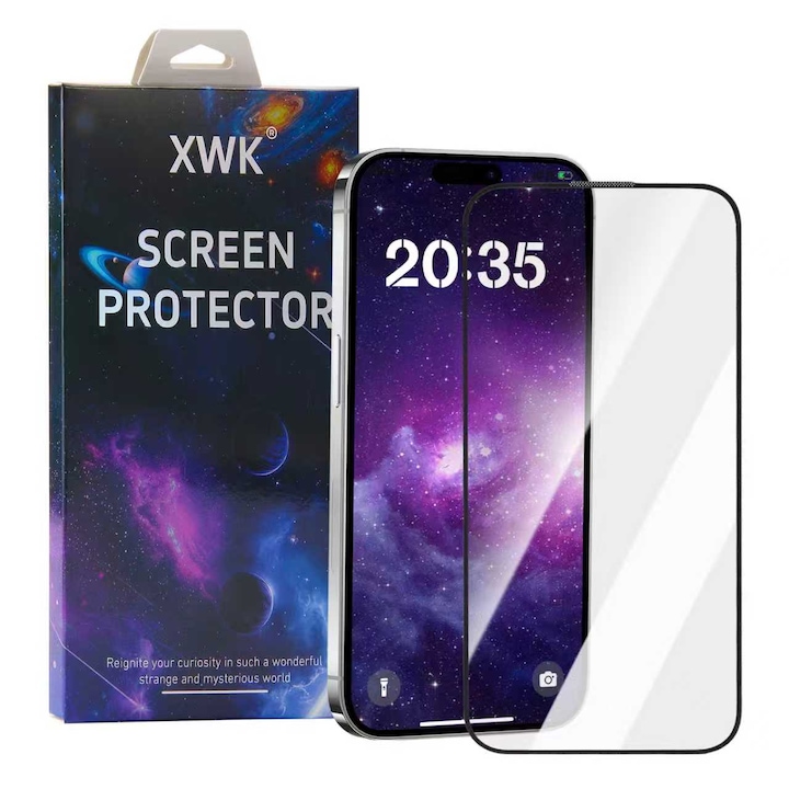 XWK® Folie protectie telefon 9h, sticla securizata, transparenta, antisoc, pentru iPhone 15/16