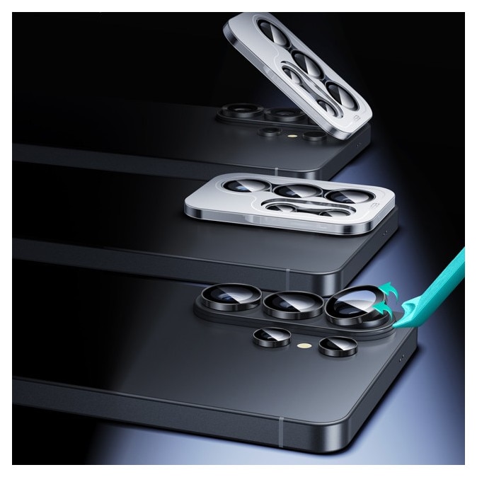 Folie Protectie Camera Individuala Armorite Compatibila Cu Samsung Galaxy S26 ultra, Rama Metal, Aplicator Inclus, Negru