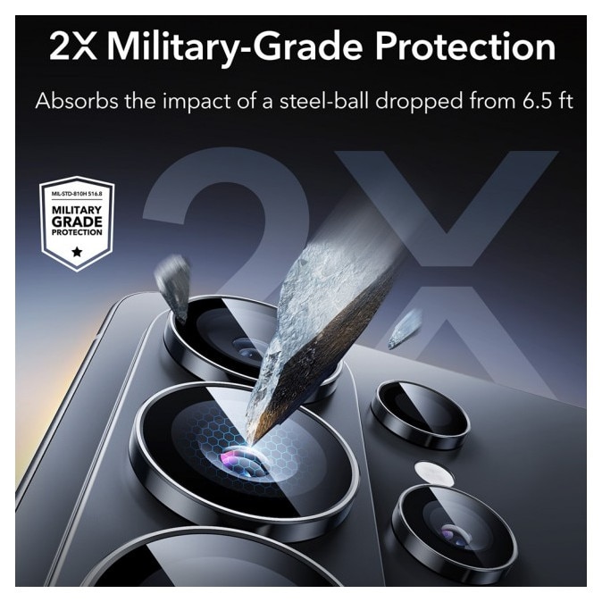 Folie Protectie Camera Individuala Armorite Compatibila Cu Samsung Galaxy S26 ultra, Rama Metal, Aplicator Inclus, Negru