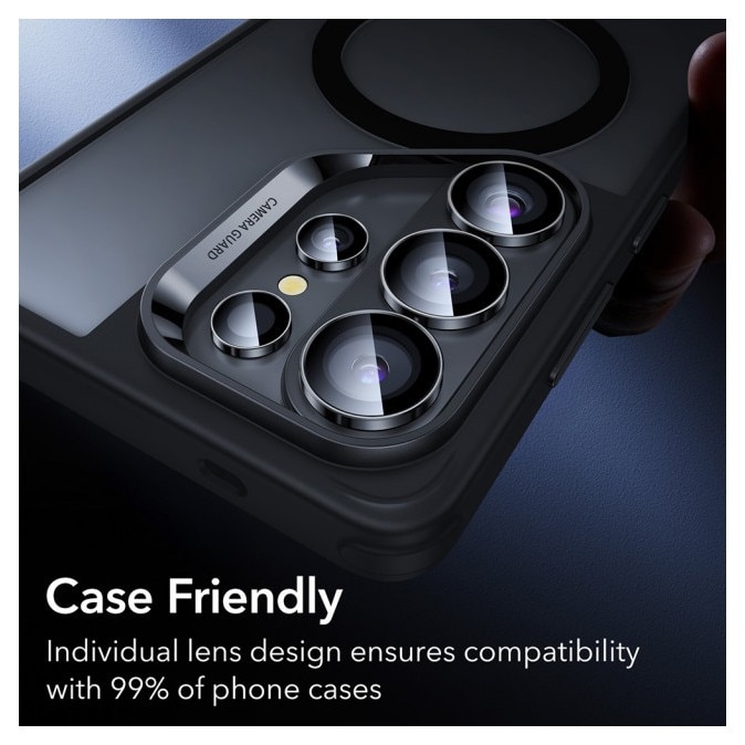 Folie Protectie Camera Individuala Armorite Compatibila Cu Samsung Galaxy S26 ultra, Rama Metal, Aplicator Inclus, Negru