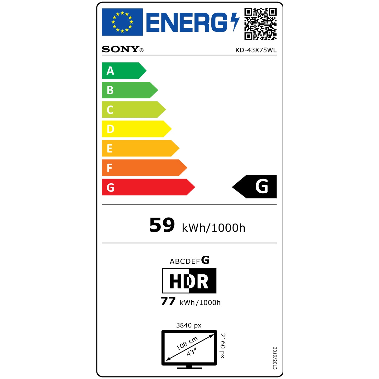 Televizor Sony BRAVIA LED 43X75WL, 108 cm, Smart Google TV, 4K Ultra HD, Clasa G