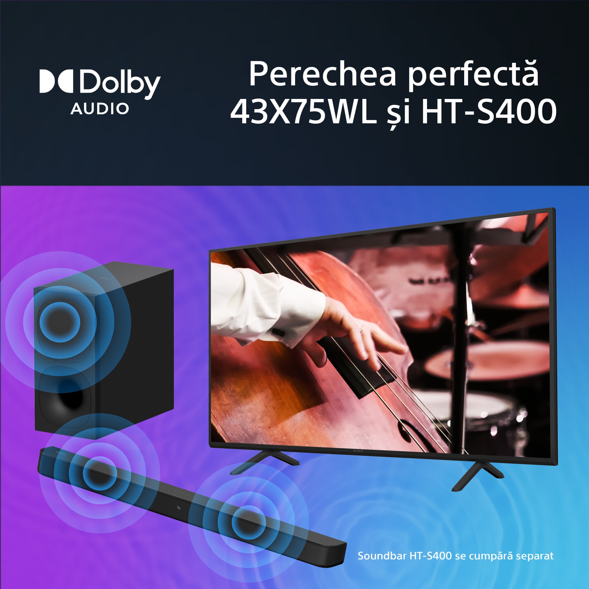 Televizor Sony BRAVIA LED 43X75WL, 108 cm, Smart Google TV, 4K Ultra HD, Clasa G