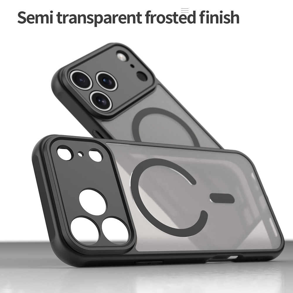 Husa pentru iPhone 17 Pro Max cu protectie pentru lentile si MagSafe EasyCharge, Ghost Series Anti-ingalbenire, frosted - negru