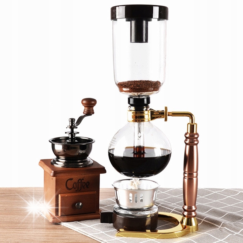 Cafetiere retro BZ03, 3 cani, sticla, metal, lemn, 35x9,1x13,5cm, set 6 elemente