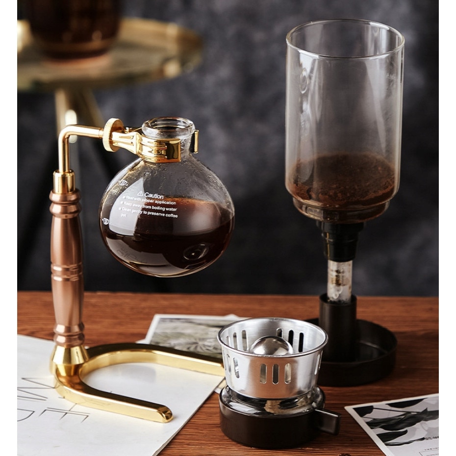 Cafetiere retro BZ03, 3 cani, sticla, metal, lemn, 35x9,1x13,5cm, set 6 elemente