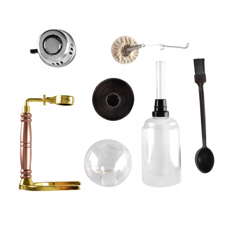 Cafetiere retro BZ03, 3 cani, sticla, metal, lemn, 35x9,1x13,5cm, set 6 elemente