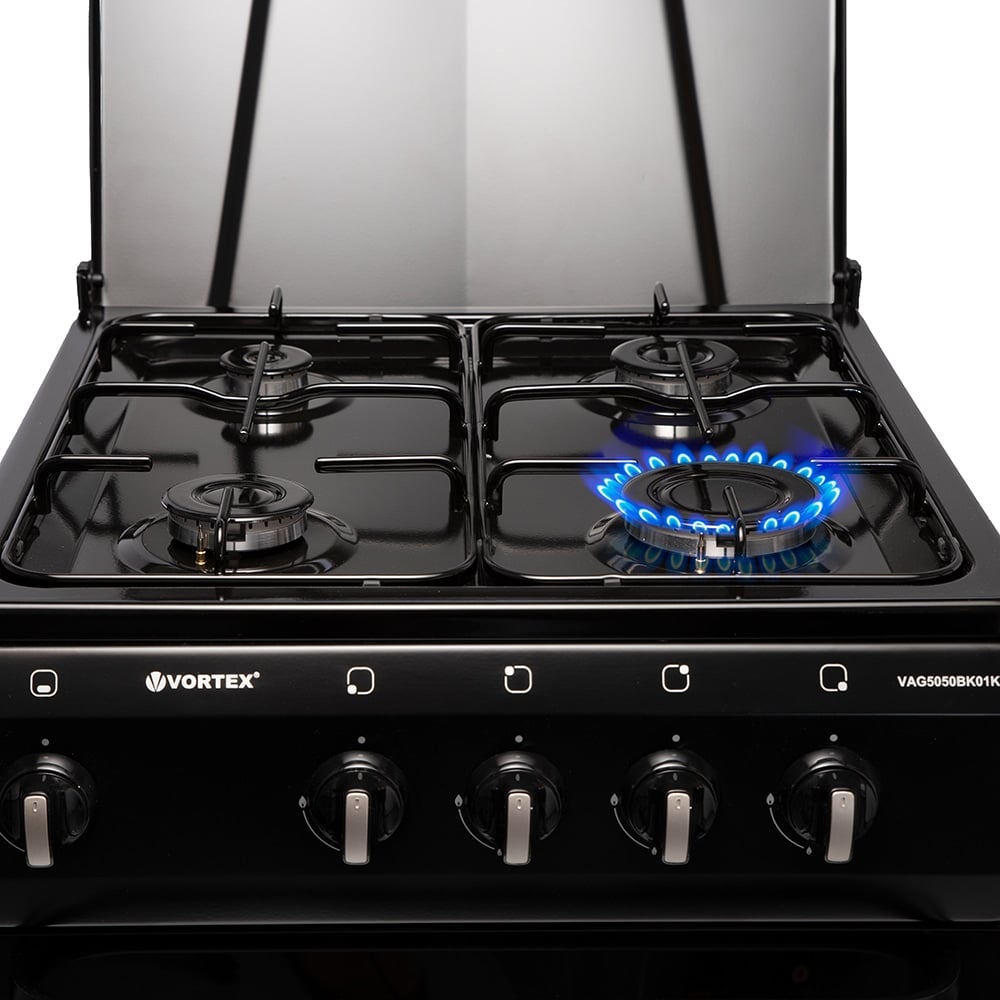 Aragaz VORTEX VAG5050BK01K, 4 arzatoare, Gaz, L 50 cm, negru