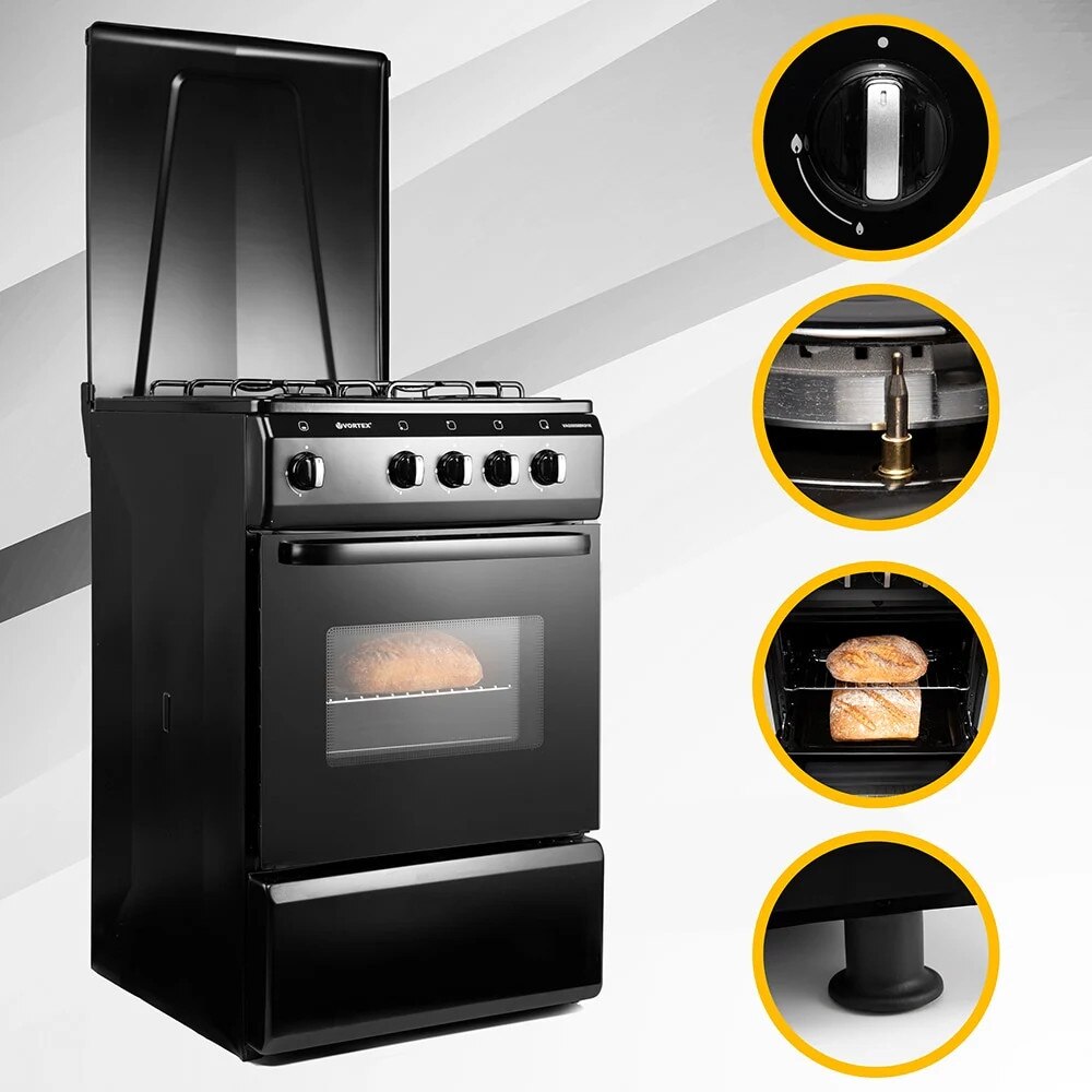 Aragaz VORTEX VAG5050BK01K, 4 arzatoare, Gaz, L 50 cm, negru