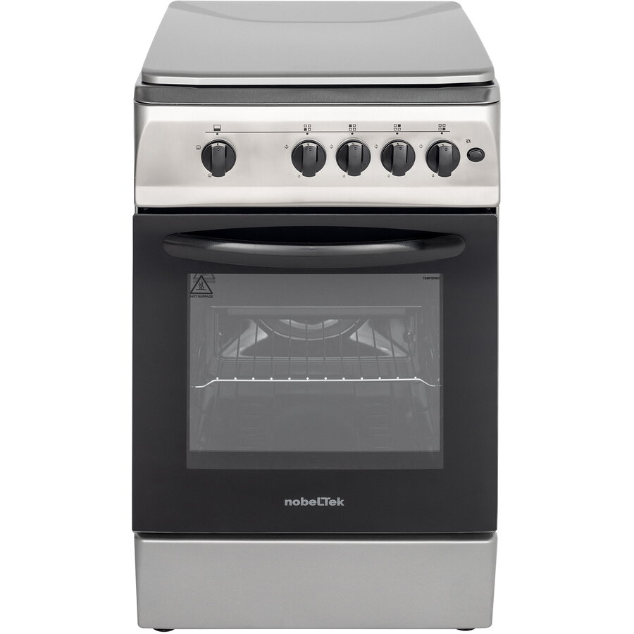 Aragaz NobelTek NLT 5602IX/G1, Gaz, 4 arzatoare, Dispozitiv siguranta plita si cuptor, Aprindere electrica, 50 x 60 cm, Inox