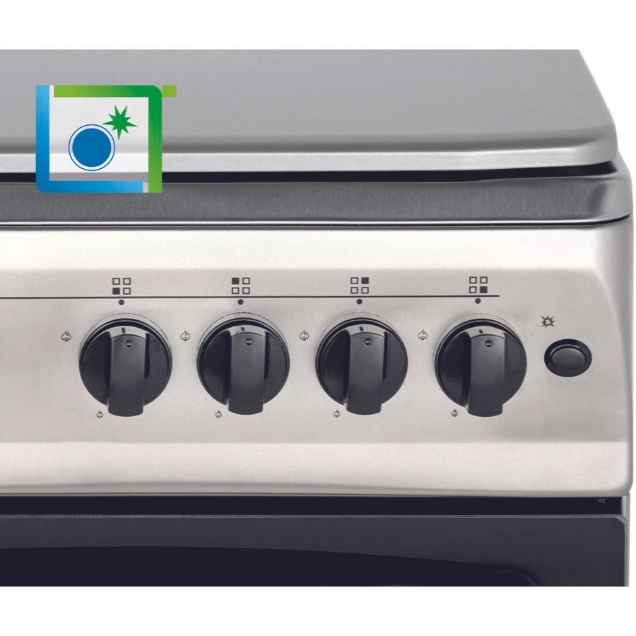 Aragaz NobelTek NLT 5602IX/G1, Gaz, 4 arzatoare, Dispozitiv siguranta plita si cuptor, Aprindere electrica, 50 x 60 cm, Inox