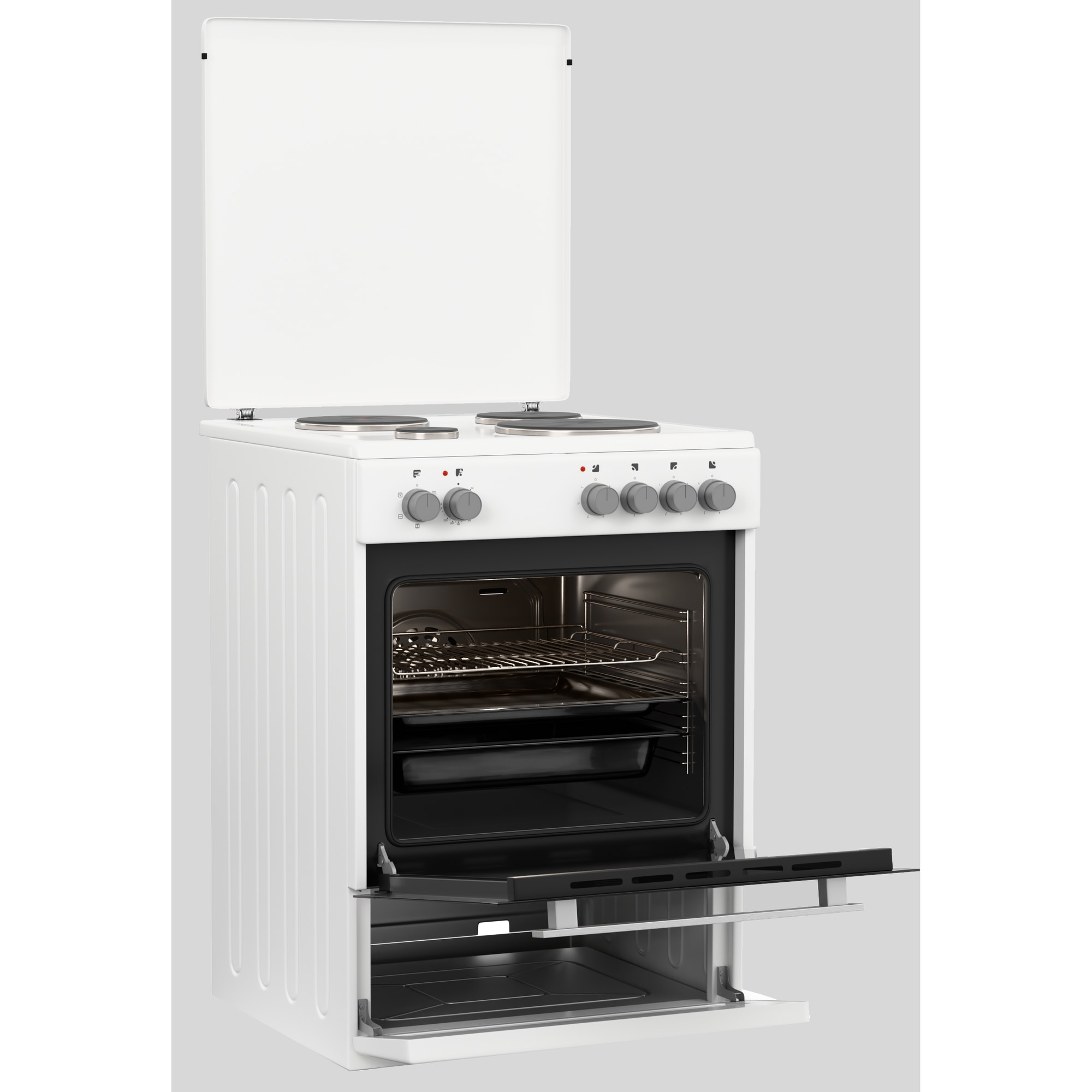 Aragaz electric Hyunddai HCMU24V-7260E/W, clasa A, 4 zone de gatit, capacitate 69 l, Alb