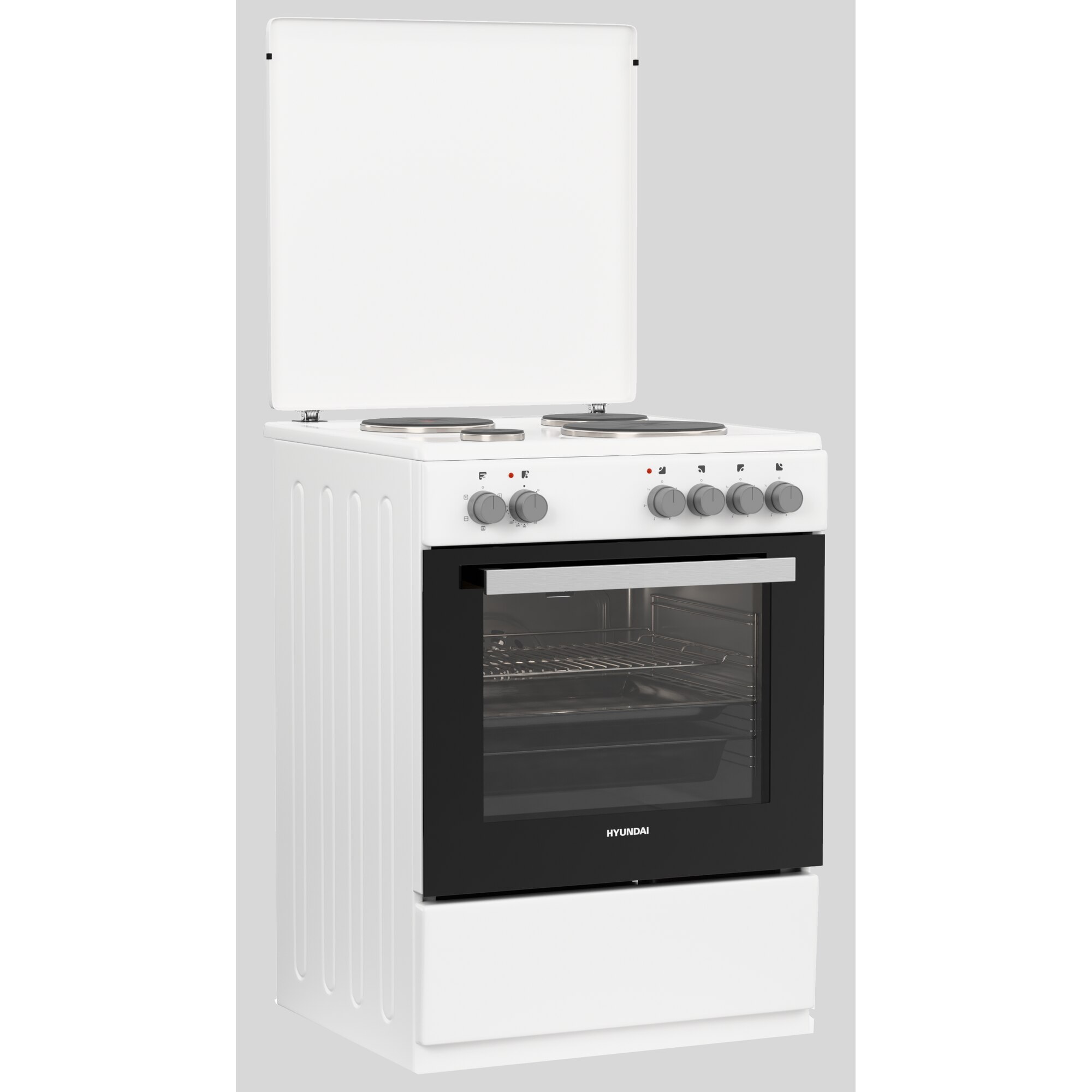 Aragaz electric Hyunddai HCMU24V-7260E/W, clasa A, 4 zone de gatit, capacitate 69 l, Alb