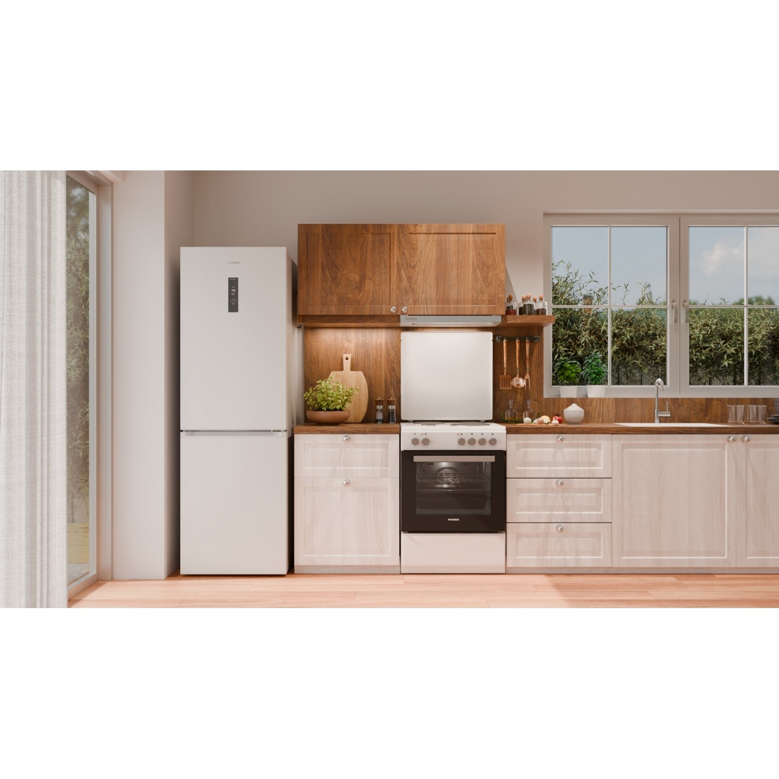 Aragaz electric Hyunddai HCMU24V-7260E/W, clasa A, 4 zone de gatit, capacitate 69 l, Alb