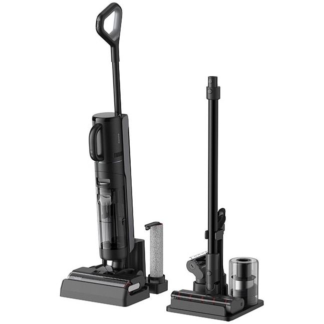 Aspirator vertical umed uscat Dreame H12 Dual HHV4, aspirare, 3 moduri de aspirare, 16000Pa, auto-curatare, capacitate rezervor apa curata/murdara-0.9l/0.7l, baterie 4000mAh, autonomie pana la 60min, 300W, afisaj LED, negru