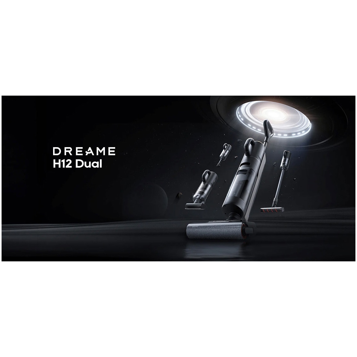 Aspirator vertical umed uscat Dreame H12 Dual HHV4, aspirare, 3 moduri de aspirare, 16000Pa, auto-curatare, capacitate rezervor apa curata/murdara-0.9l/0.7l, baterie 4000mAh, autonomie pana la 60min, 300W, afisaj LED, negru