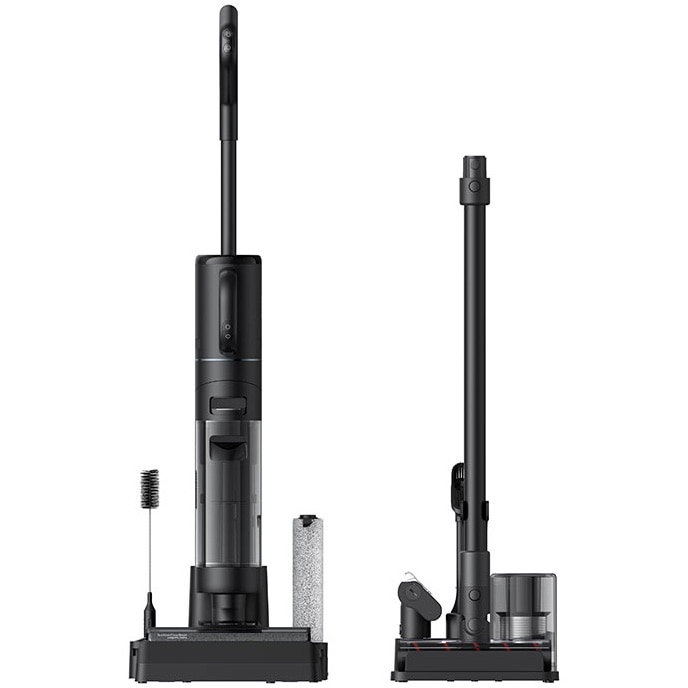 Aspirator vertical umed uscat Dreame H12 Dual HHV4, aspirare, 3 moduri de aspirare, 16000Pa, auto-curatare, capacitate rezervor apa curata/murdara-0.9l/0.7l, baterie 4000mAh, autonomie pana la 60min, 300W, afisaj LED, negru
