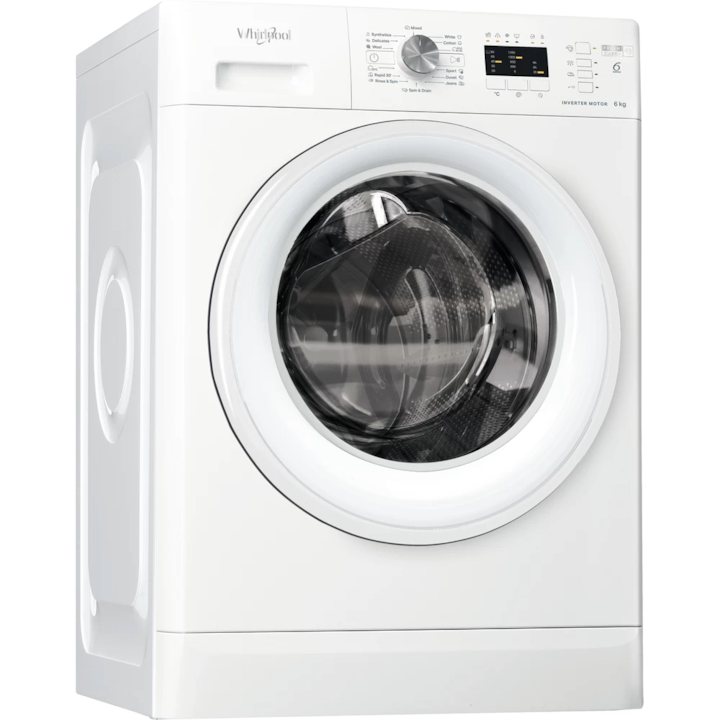 Masina de spalat rufe Whirlpool FreshCare+ FFL 6238 W EE, 6 kg, 1200 rpm, Clasa D, Motor Inverter, Tehnologie al 6-lea simt, Alb