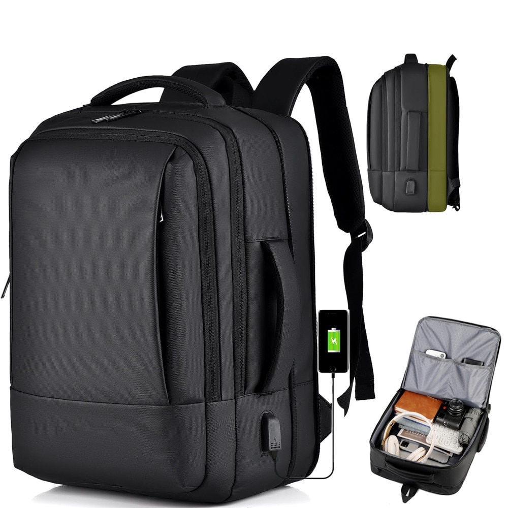Rucsac Laptop Camaterlot 15 "6", Extensibil, Port Usb, Impermeabil, Respirabil, Pentru Business sI CaLaTorii, 31x43cm, Negru