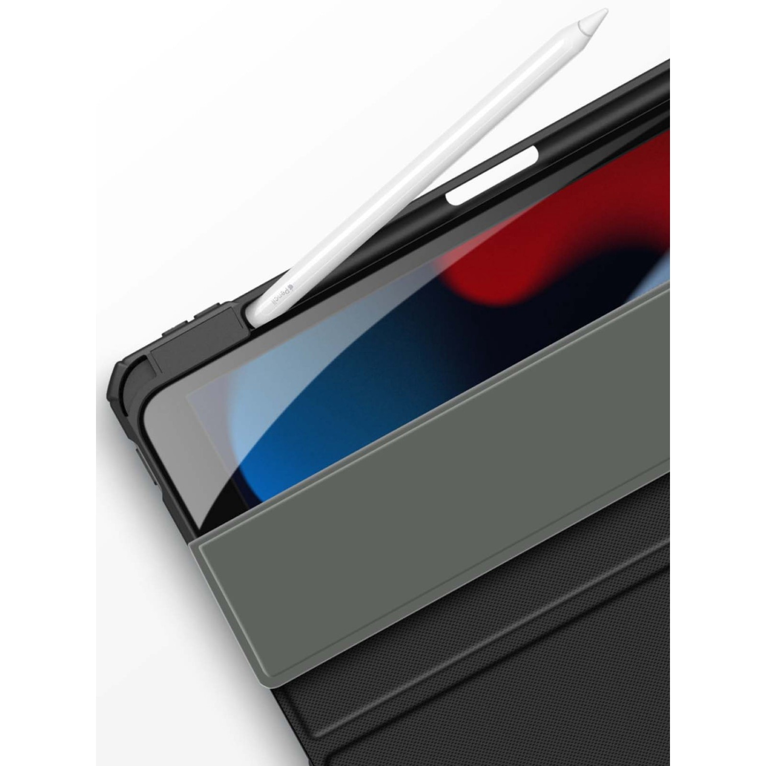 Husa premium Sigloo, pentru tableta iPAD Air 11 2024, 5/4, 10.9, model 2022/2021/2020, 10.9 inch, interior de piele sintetica, cu suport Smart Pen, spatele din policarbonat transparent, Black