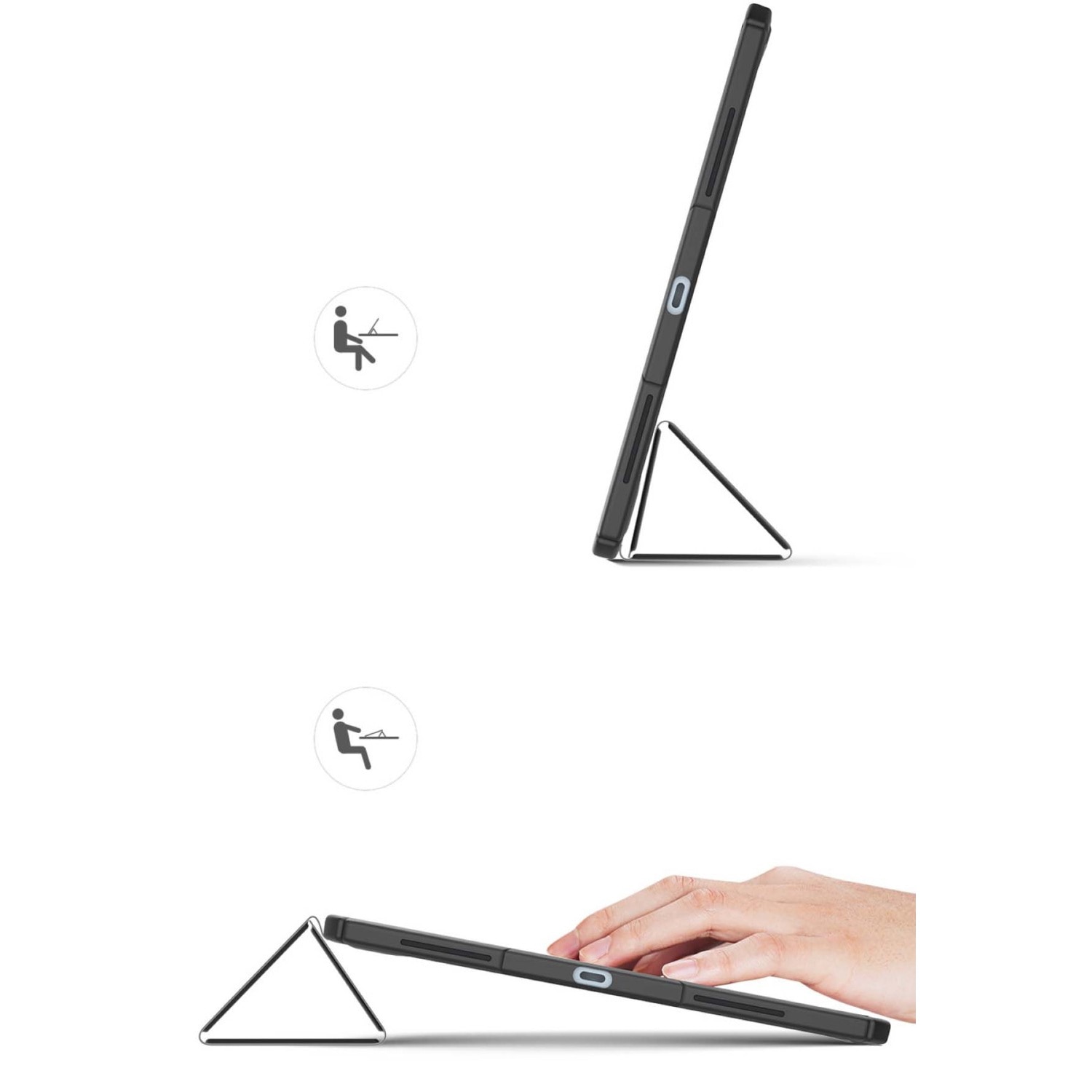 Husa premium Sigloo, pentru tableta iPAD Air 11 2024, 5/4, 10.9, model 2022/2021/2020, 10.9 inch, interior de piele sintetica, cu suport Smart Pen, spatele din policarbonat transparent, Black