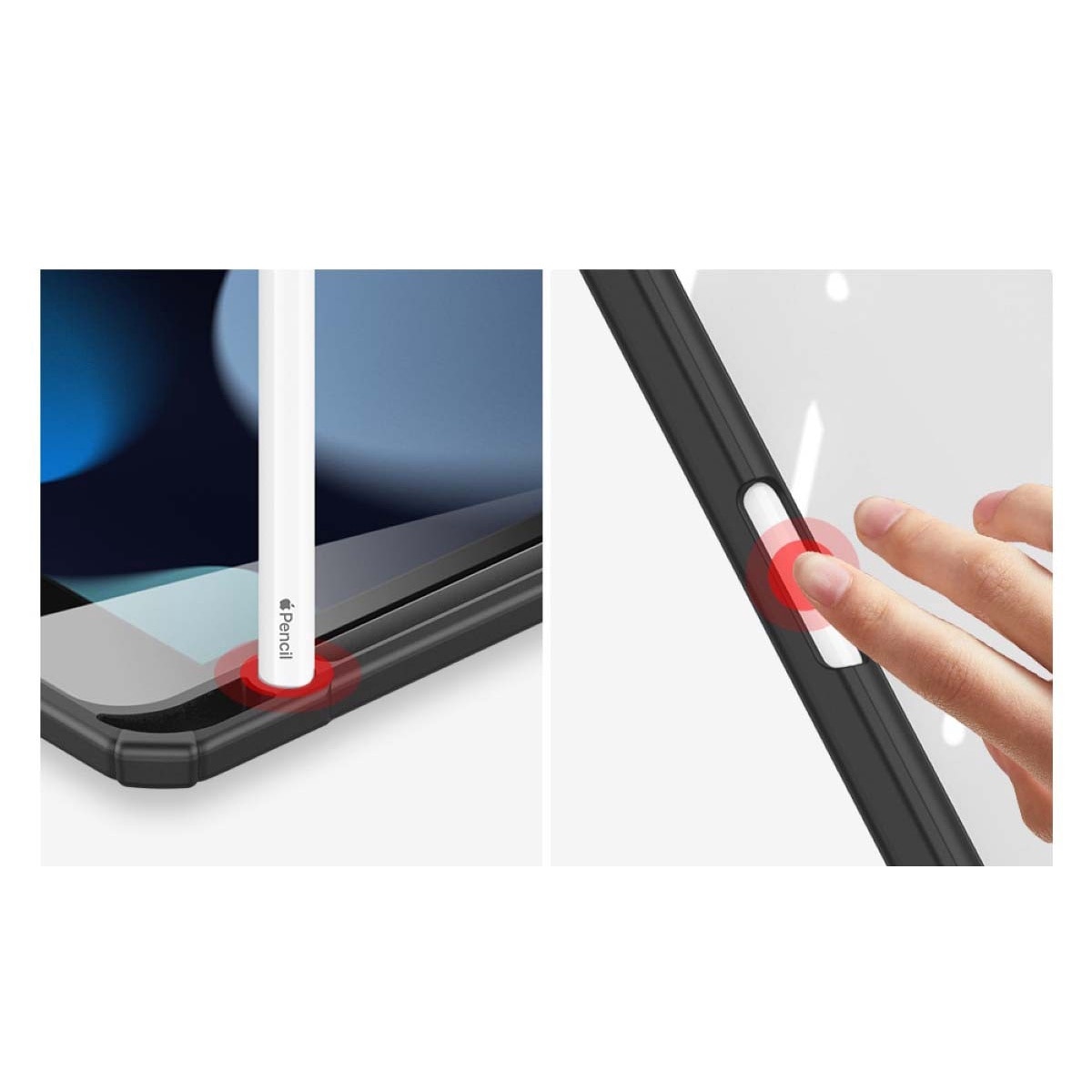 Husa premium Sigloo, pentru tableta iPAD Air 11 2024, 5/4, 10.9, model 2022/2021/2020, 10.9 inch, interior de piele sintetica, cu suport Smart Pen, spatele din policarbonat transparent, Black