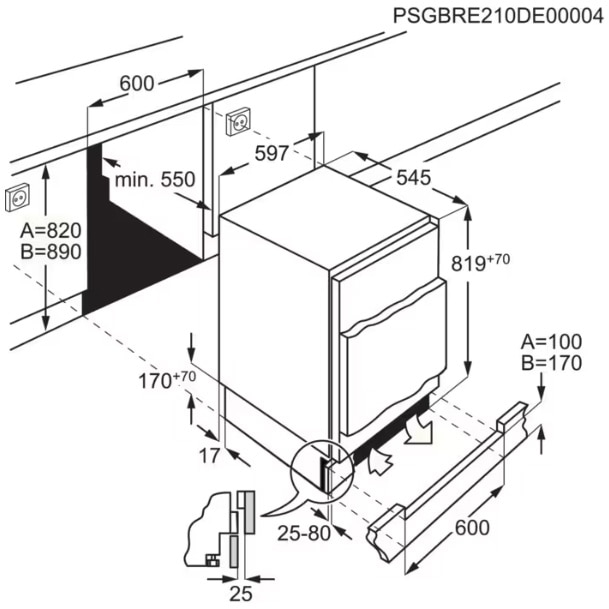 Frigider cu o usa incorporabil AEG OSF6I82EF, 110 l, Usa reversibila, Control electronic, Clasa E, H 82 cm