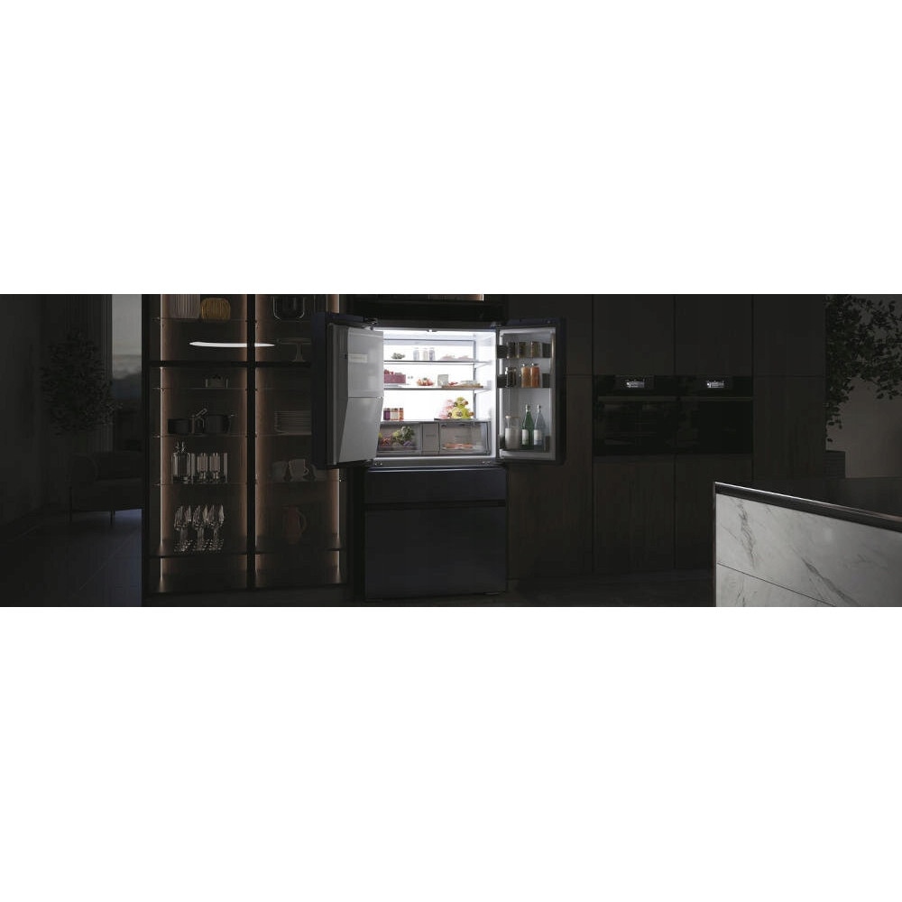 Frigider Haier HFW7918EIMB, No Frost, negru mat, 323l frigider + 278l congelator, dozator apă, control smartphone, 177.5x90.8x75cm