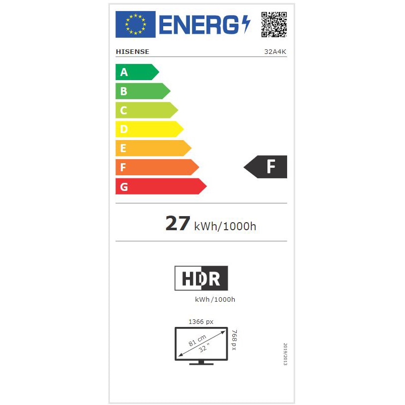 Televizor HISENSE LED 32A4K, 80 cm, Smart, HD, Clasa F