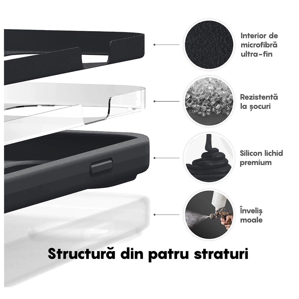 Husa BestCase® Premium Liquid Silicon, Compatibila Cu Samsung Galaxy S23, 1.2MM Slim, Microfibra in interior, Antisoc, Rezistent la socuri, Protectie Camera, Margini ridicate pentru protectia ecranului, Negru
