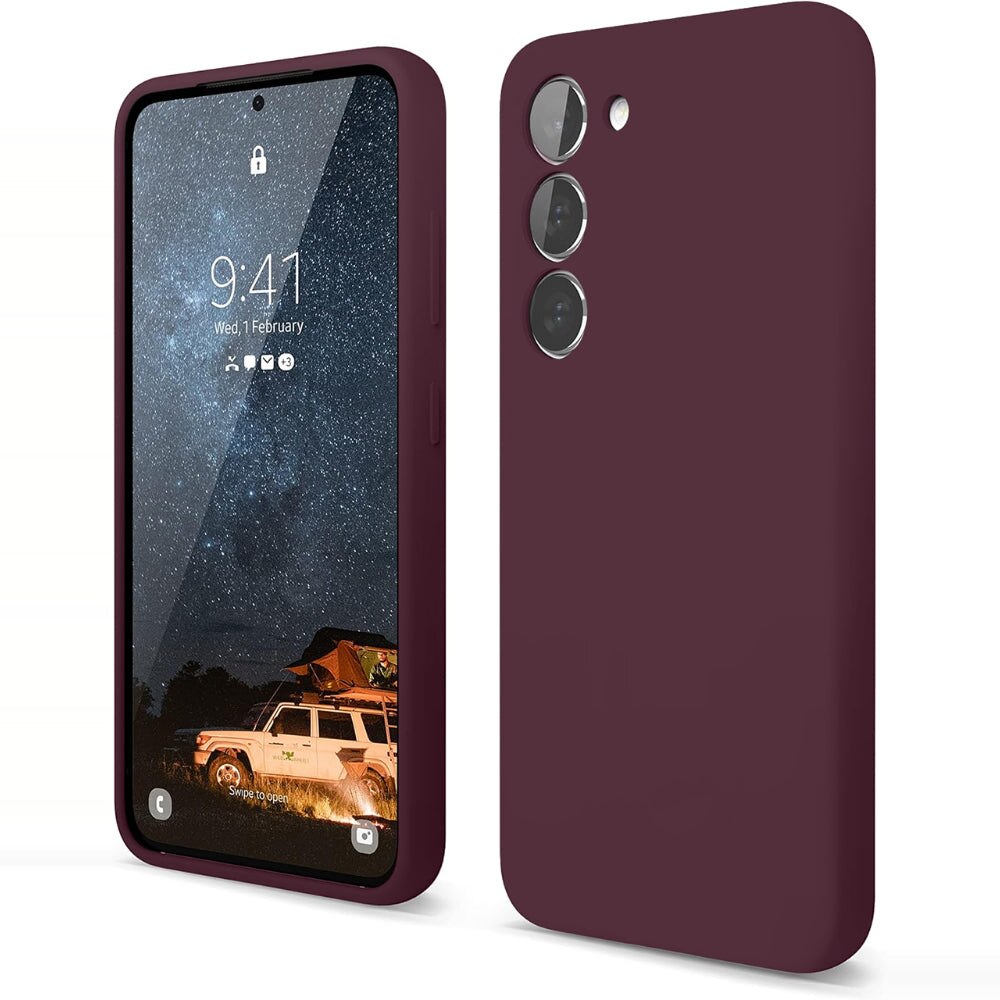 Husa CASEY STUDIOS™ compatibila cu Samsung Galaxy S23 Plus, Soft Silicone Premium, Microfibra in Interior, Rosu bordo, de Protectie, Ultra Slim, pentru Incarcare Wireless, Margini Ridicate pentru Protectia Ecranului si a Camerelor