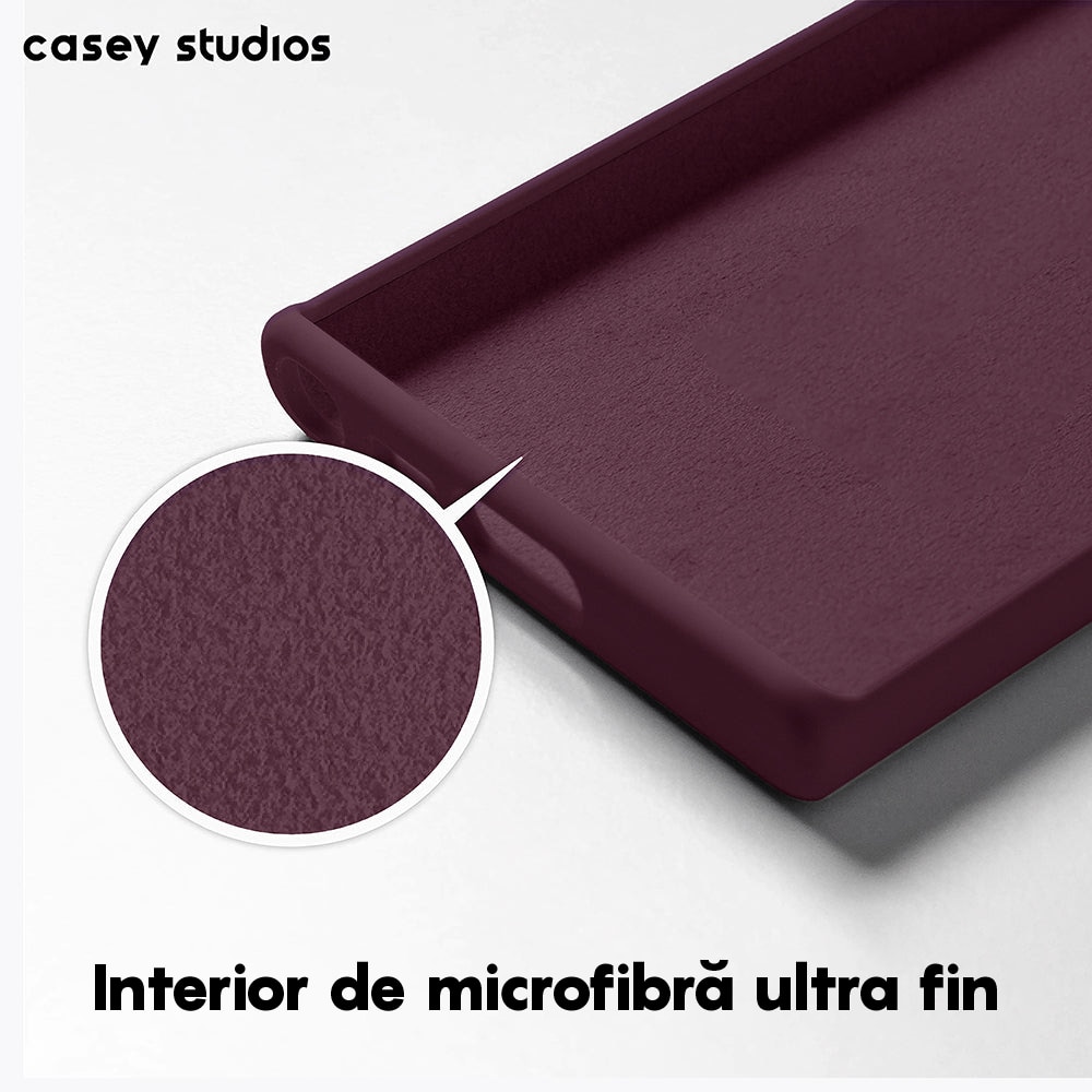 Husa CASEY STUDIOS™ compatibila cu Samsung Galaxy S23 Plus, Soft Silicone Premium, Microfibra in Interior, Rosu bordo, de Protectie, Ultra Slim, pentru Incarcare Wireless, Margini Ridicate pentru Protectia Ecranului si a Camerelor