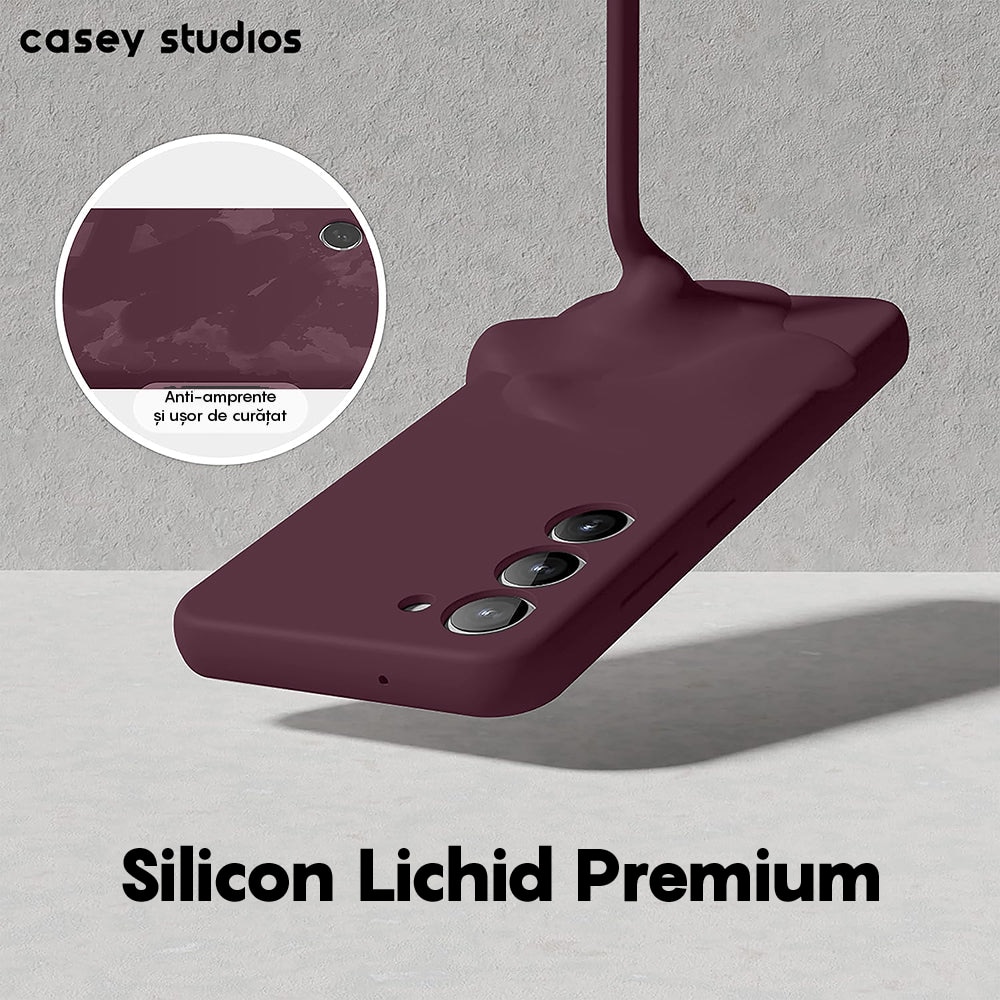 Husa CASEY STUDIOS™ compatibila cu Samsung Galaxy S23 Plus, Soft Silicone Premium, Microfibra in Interior, Rosu bordo, de Protectie, Ultra Slim, pentru Incarcare Wireless, Margini Ridicate pentru Protectia Ecranului si a Camerelor