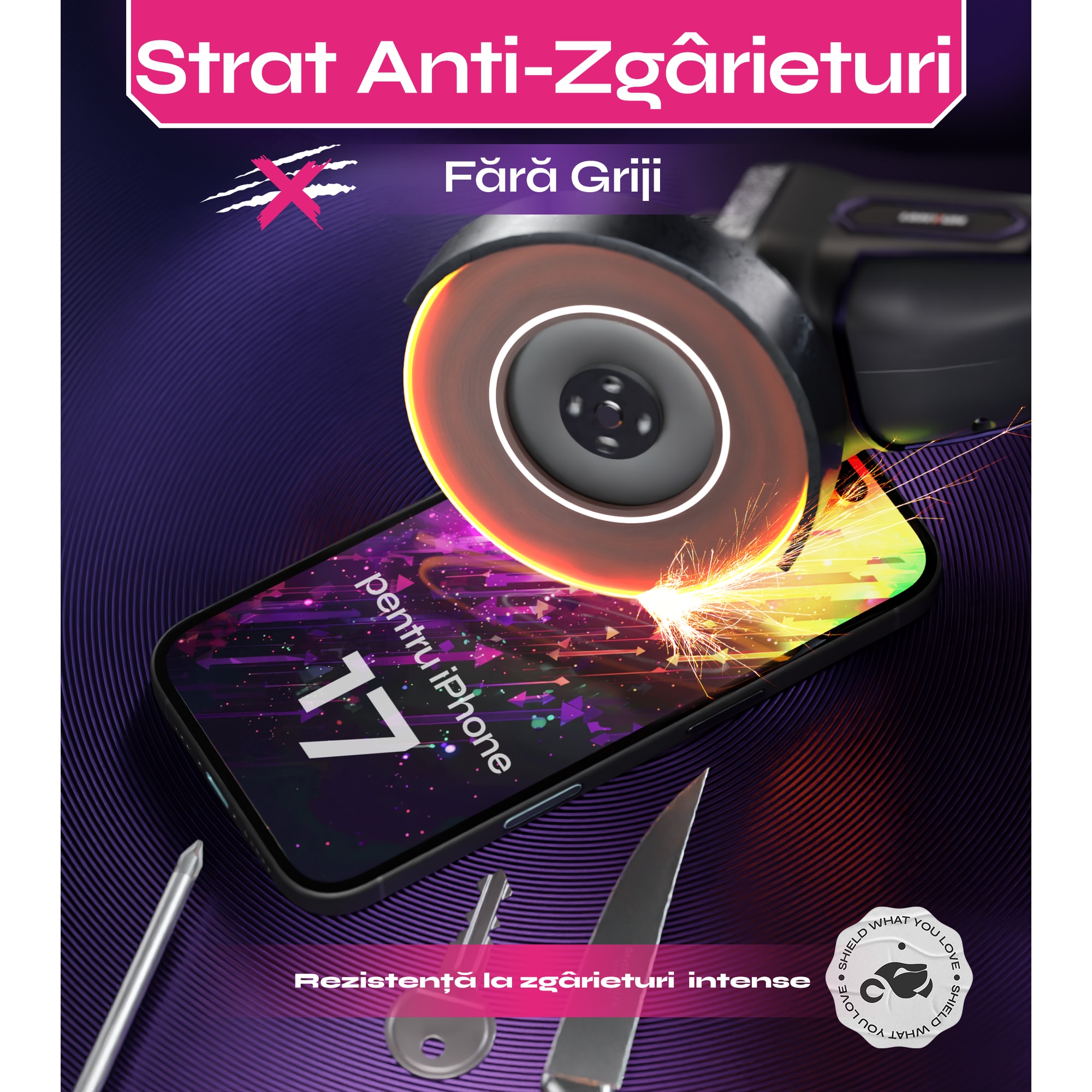 Set 2 Folii sticla compatibil cu iPhone 17, 6.3", DefenSlim, instalare usoara si rapida cu dispozitiv de potrivire automata in 30 sec cu Easy Install Kit patentat, protectie telefon