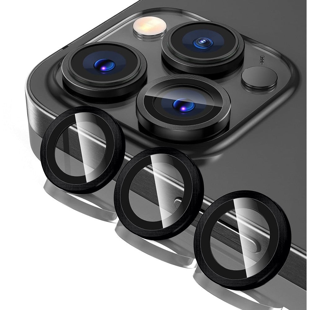 Folie Protectie Lentile Camera compatibila cu iPhone 14 Pro / iPhone 14 Pro Max, CASEY STUDIOS™ MaxDefense+, Ultra HD, Anti Amprente, Anti Zgarieturi, Anti Socuri, Negru