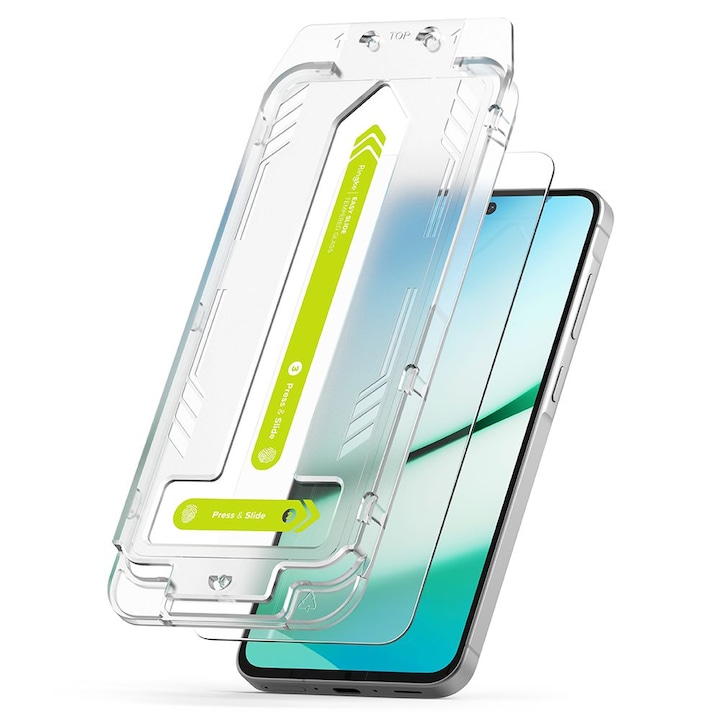 Set 2 folii sticla cu sistem de montare Ringke Easy Slide compatibil cu Samsung Galaxy A56 5G Clear