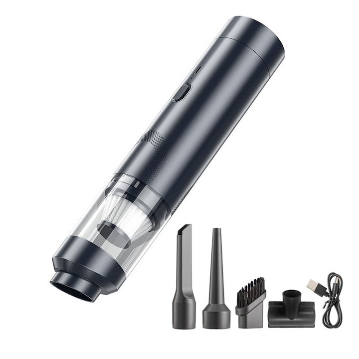Aspirator de mana, Garsonal®, 13000Pa, 4-in-1, 4400mAh, IP56, 35x29x10 cm, Gri