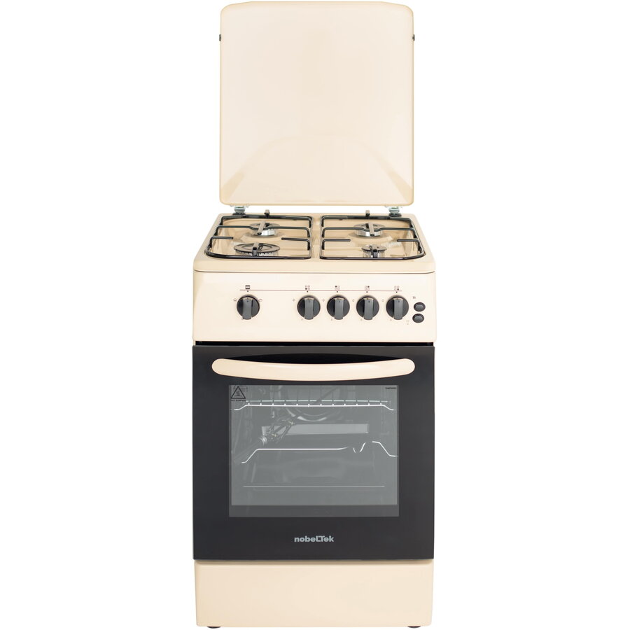Aragaz NobelTek NLT 5603B/G1, Gaz, Grill, Rotisor, Aprindere electrica, Iluminare cuptor, 50 x 60 cm, Bej