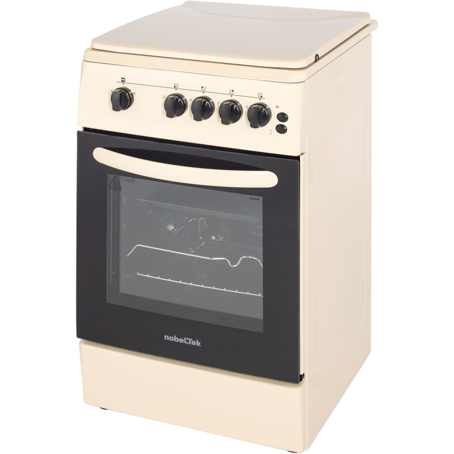 Aragaz NobelTek NLT 5603B/G1, Gaz, Grill, Rotisor, Aprindere electrica, Iluminare cuptor, 50 x 60 cm, Bej