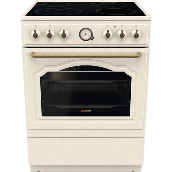 Aragaz GORENJE GECS6B70CLI, 4 arzatoare, Electric, L 60 cm, Airfry, Gatire asistata cu abur, Grill, Bej