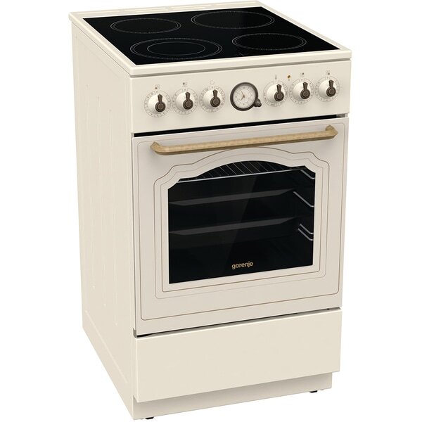 Aragaz GORENJE GECS6B70CLI, 4 arzatoare, Electric, L 60 cm, Airfry, Gatire asistata cu abur, Grill, Bej
