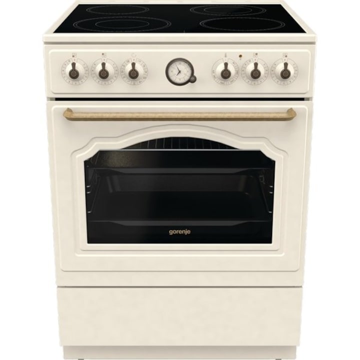 Aragaz GORENJE GECS6B70CLI, 4 arzatoare, Electric, L 60 cm, Airfry, Gatire asistata cu abur, Grill, Bej