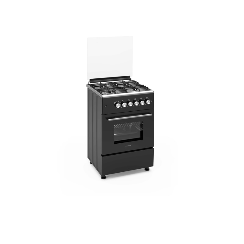Pachet Aragaz clasic 4 arzatoare gaz Studio Casa Marco Cuptor gaz, 57 x 57 cm si Hota clasica 60 cm, 2 motoare, Rotisor, Ventilator, Grill gaz, Aprindere electrica, Gratare fonta, Negru