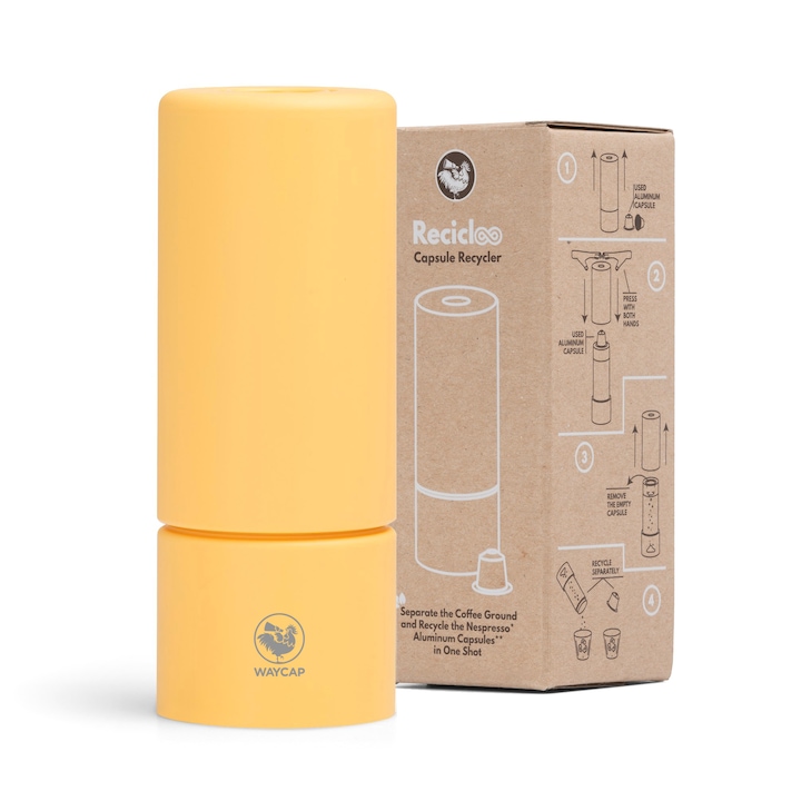 Reciclator capsule Recicloo, WayCap, Compatibil cu Nespresso, Galben