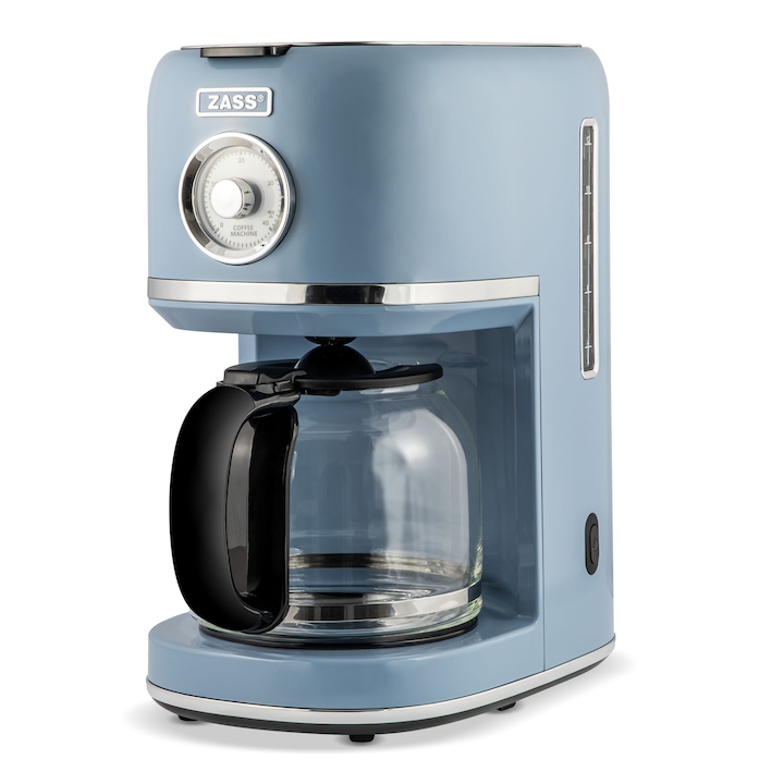 Cafetiera cu filtru ZASS ZCM 15 Faded Denim – 800 W, 1, 5 L, 12 cesti, anti-picurare si mentinere la cald