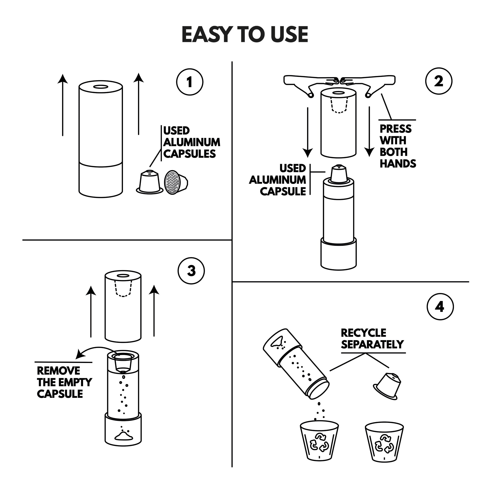 Reciclator capsule Recicloo, WayCap, Compatibil cu Nespresso, Gri