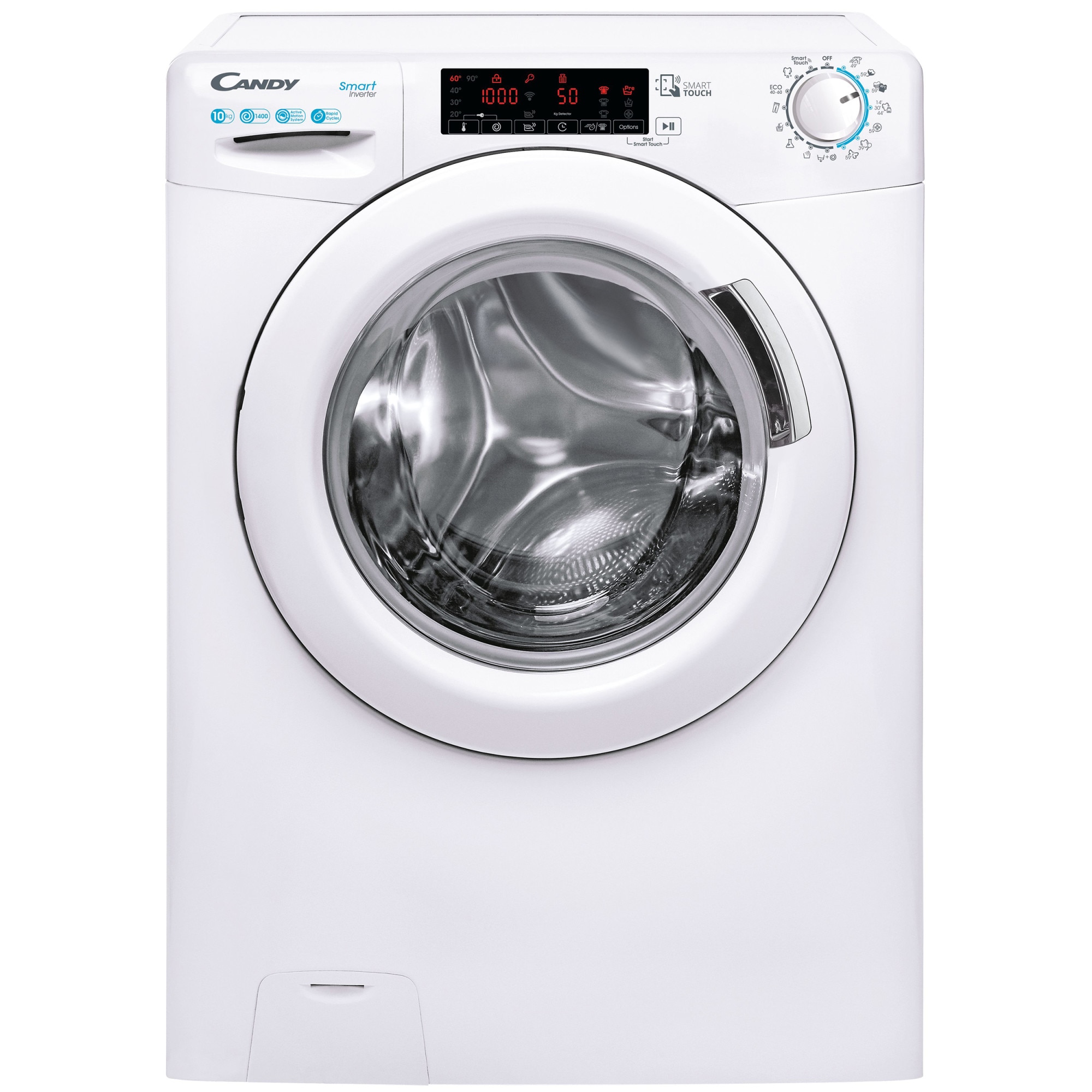 Masina de spalat rufe Candy Smart CS 1410TXME/1-S, 10 kg, 1400 RPM, Clasa A, Motor Inverter, Mix Power Systems, Easy iron, Alb