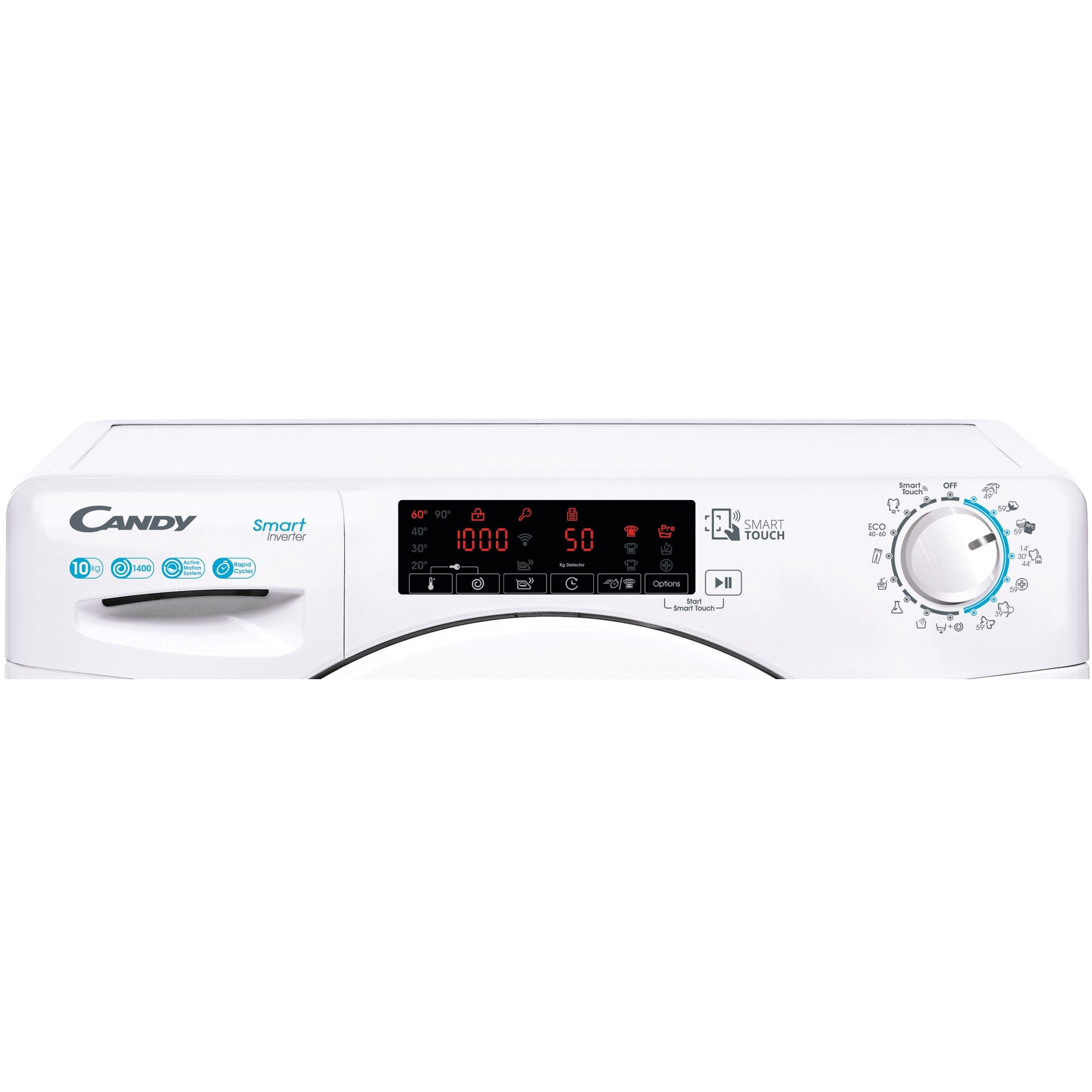 Masina de spalat rufe Candy Smart CS 1410TXME/1-S, 10 kg, 1400 RPM, Clasa A, Motor Inverter, Mix Power Systems, Easy iron, Alb